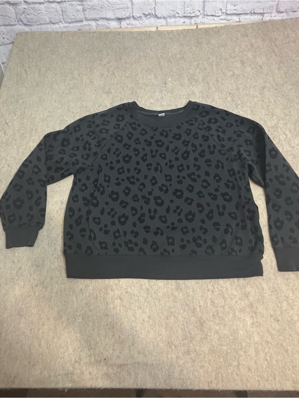 Old Navy Black Leopard Crewneck Sweater